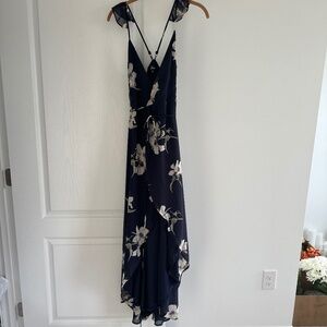 Navy floral high low dress